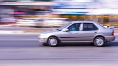 Car speeding through a residential area